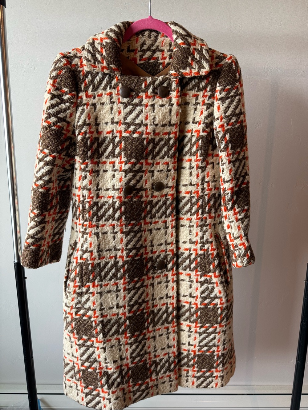 Vintage 60s mod wool tweed double-breasted peacoat